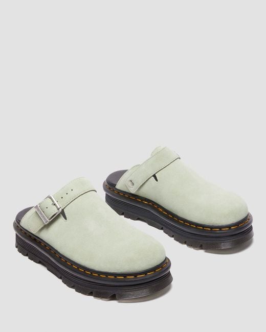 Dr. Martens Green Zebzag Suede Casual Slingback Platform Mules for men