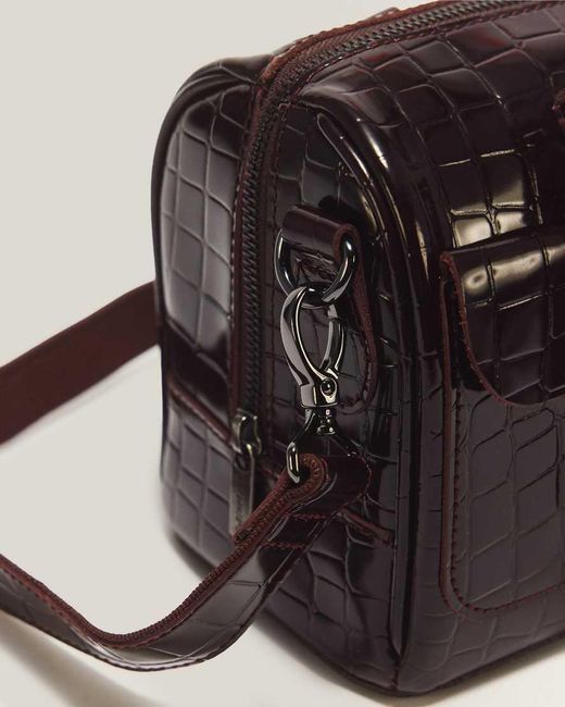 Dr. Martens Black Top Handle Croc Emboss Leather Bag