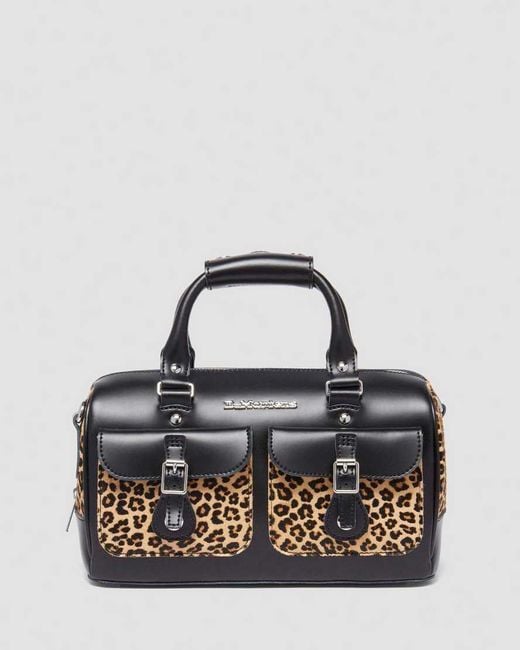Dr. Martens Black Leather Print Hair-On Top Handle Bag