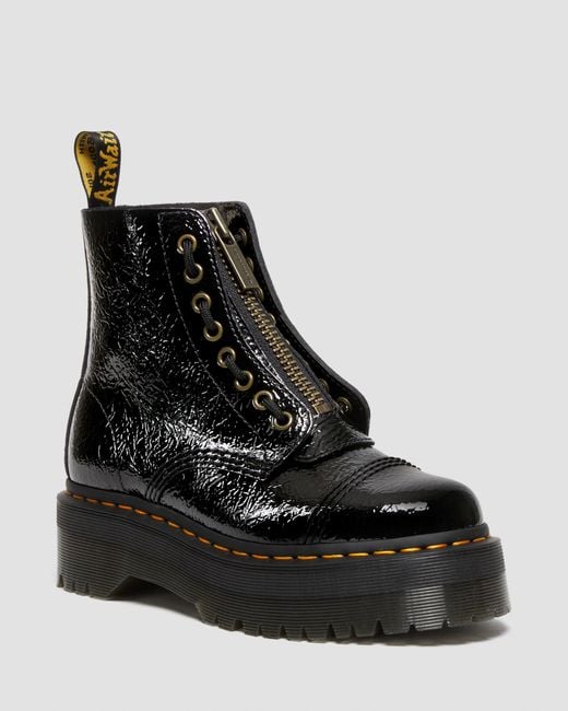 Dr. Martens Sinclair Distressed Patent Leather Platform Boots in Black Lyst