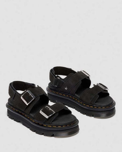 Dr. Martens Black Zebzag Suede Sandals