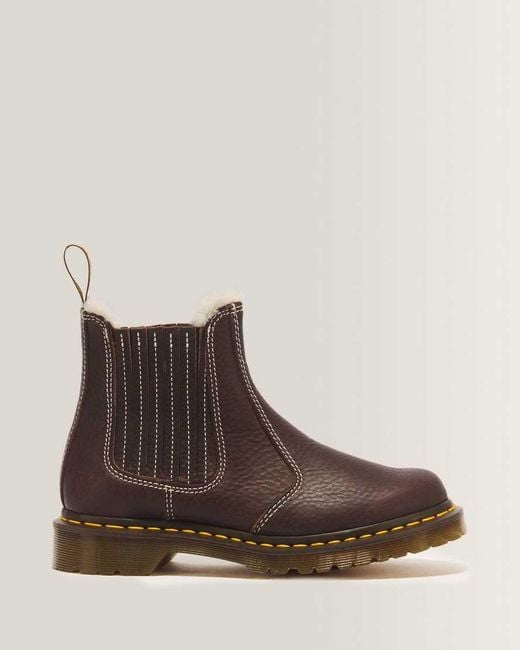 Dr. Martens Brown 2976 Leonore Ii Faux Fur Lined Grizzly Leather Chelsea Boots