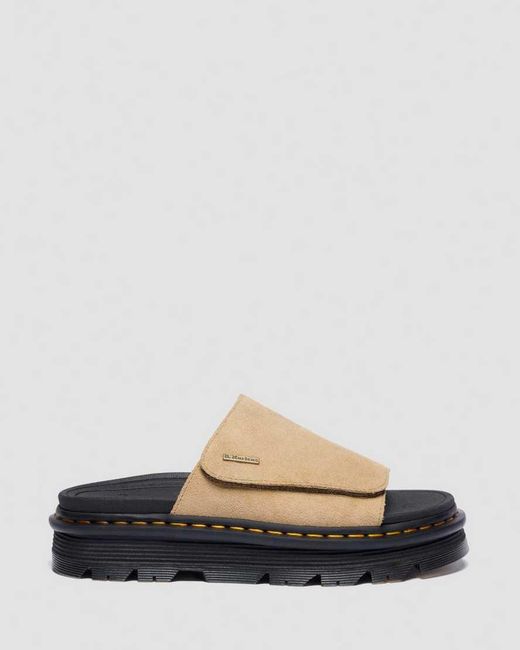 Dr. Martens Black Zebzag Suede Platform Slides