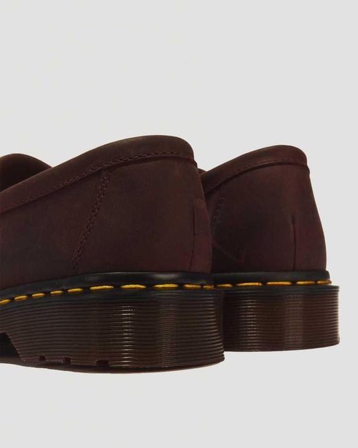 Dr. Martens Brown Adrian Crazy Horse Leather Tassel Loafers for men