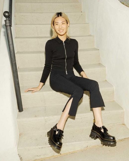 Dr. Martens Black Corran Atlas Leather Mary Jane Heeled Shoes