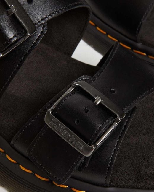 Dr. Martens Black Josef Leather Buckle Slides for men