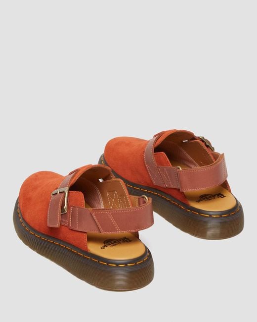 Ante zuecos jorge ii de y piel en naranja sandalias Dr. Martens de hombre de color Naranja Lyst