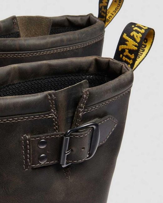 Dr. Martens Black Anistone Tall Leather Biker Boots