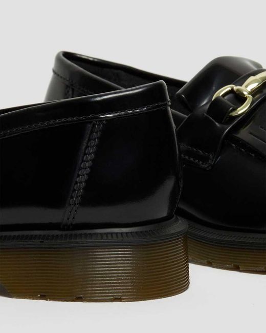 Dr. Martens Black Adrian Snaffle Smooth Leather Tassel Loafers for men