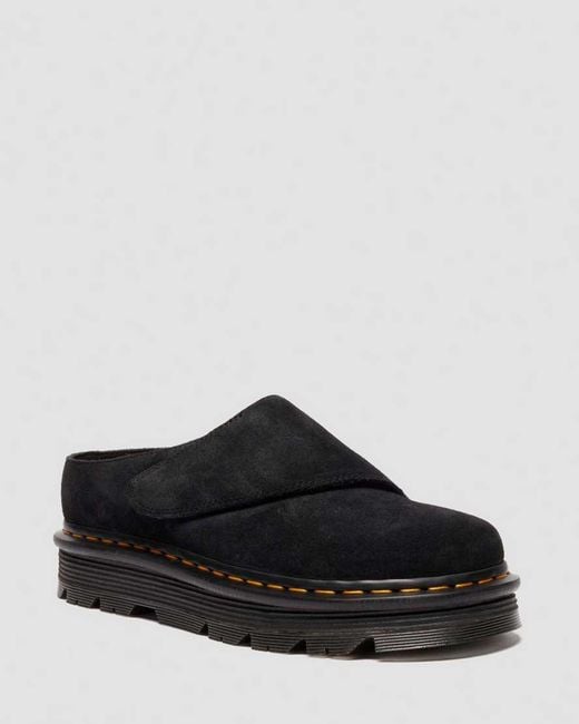 Dr. Martens Black Zebzag Anywair Suede Mules