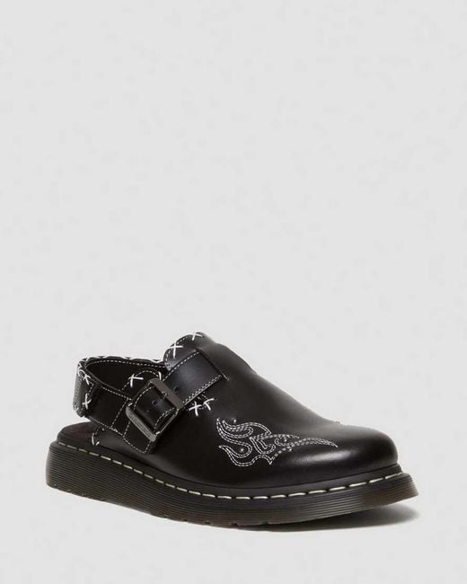 Dr. Martens Black Jorge Contrast Stitch Leather Mules for men