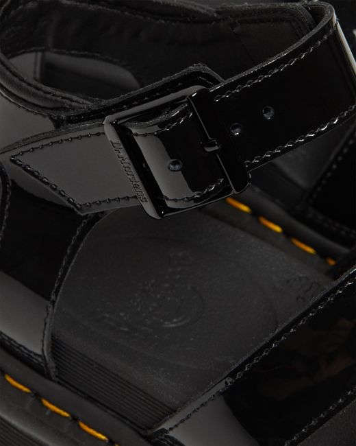 Patent cuir blaire patent strap sandales Dr. Martens en coloris Black