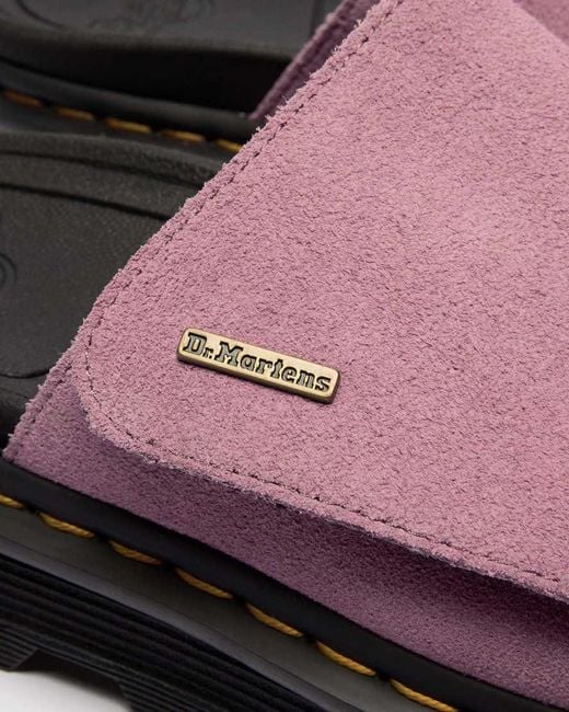 Dr. Martens Pink Zebzag Suede Platform Slides