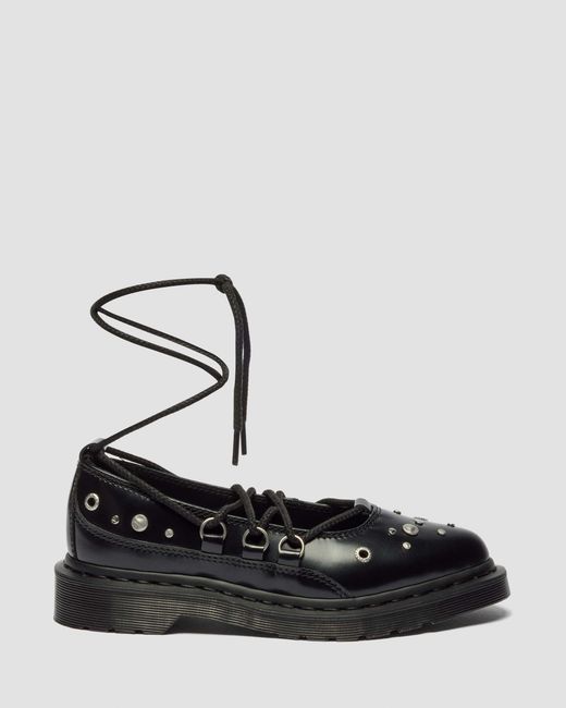 Cuero bailarinas elphie ii de piel buttero con tachuelas zapatos Dr. Martens de hombre de color Black