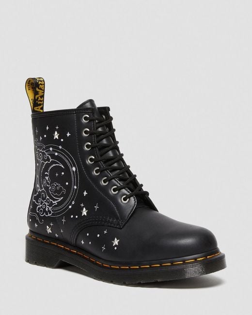 Dr. Martens Black 1460 Cosmic Embroidered Leather Lace Up Boots