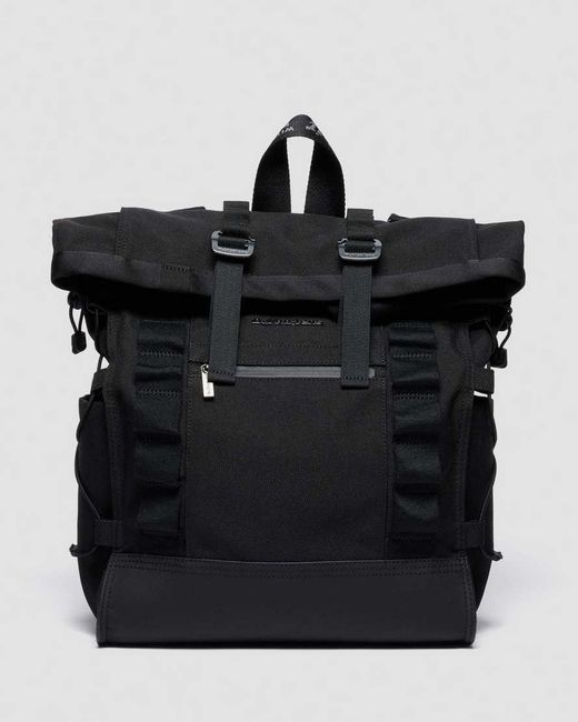 Dr. Martens Black Leather Tech Roll Top Backpack