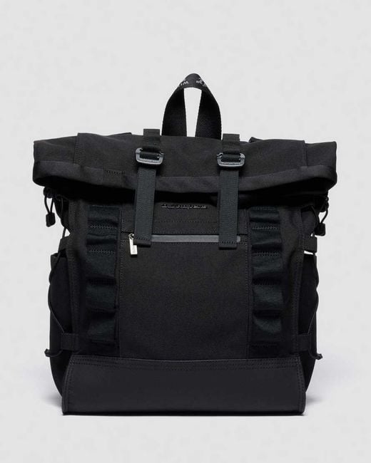 Dr. Martens Black Leather Tech Roll Top Backpack