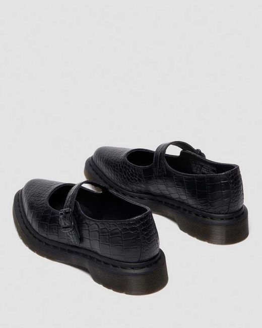 Dr. Martens Black Elphie Mary Jane Emboss Leather Shoes