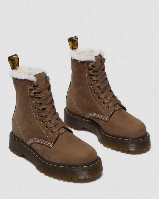 Dr. Martens Brown 1460 Bex Faux Fur Lined Lace Up Boots