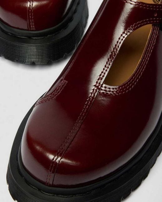 Dr. Martens Brown Rejena Mary Jane Lacquered Leather Shoes