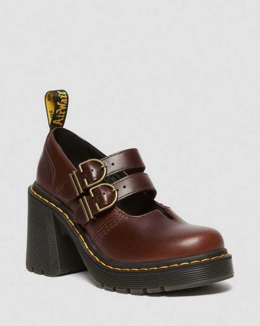 Dr. Martens Brown Eviee Leather Mary Jane Heeled Shoes for men