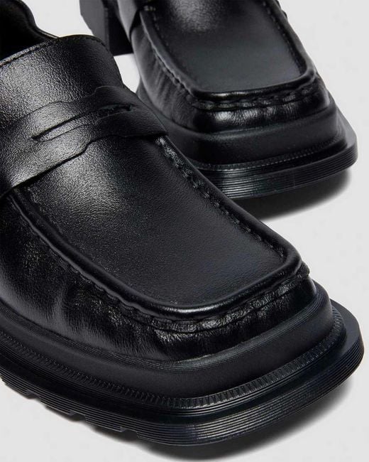 Dr. Martens Maybole Square Toe Ruched Leather Loafers in Black