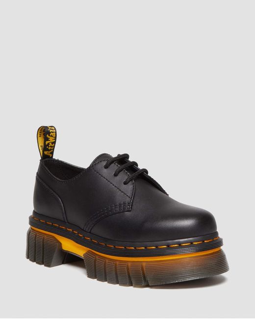 Dr. Martens Audrick Contrast Sole Leather Platform Shoes in Black