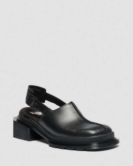 Dr. Martens Black Maybole Square Toe Leather Mules