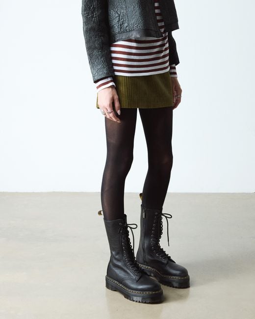 Dr. Martens Black 1b99 Pisa Leather Mid Calf Lace Up Boots