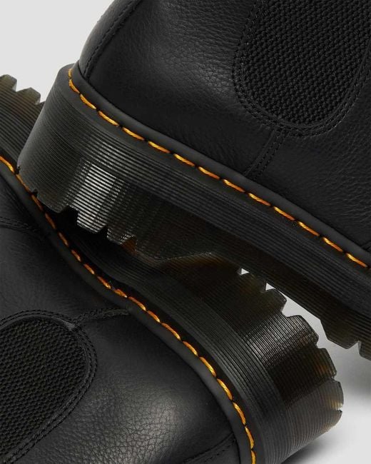 Dr. Martens Black 2976 Quad Plateau Chelsea Stiefel Gefüttert, Leder Schuhe