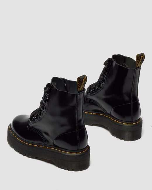 Cuero botas con plataforma molly en piel zapatos Dr. Martens de color Black