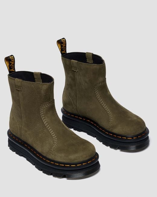 Dr. Martens Green Zebzag RIGGER Slip On Nubuck Boots