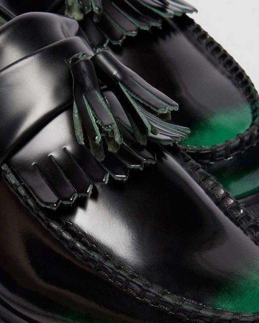 Dr. Martens Black Adrian Tassel Arcadia Rub Off Leather Loafers for men
