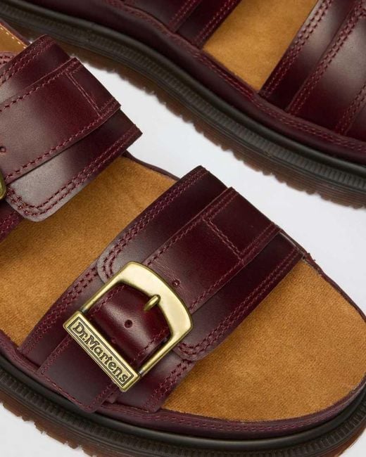 Dr. Martens Brown San Two Strap Leather Sandals for men