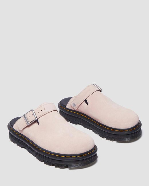 Dr. Martens White Zebzag Suede Casual Slingback Platform Mules for men