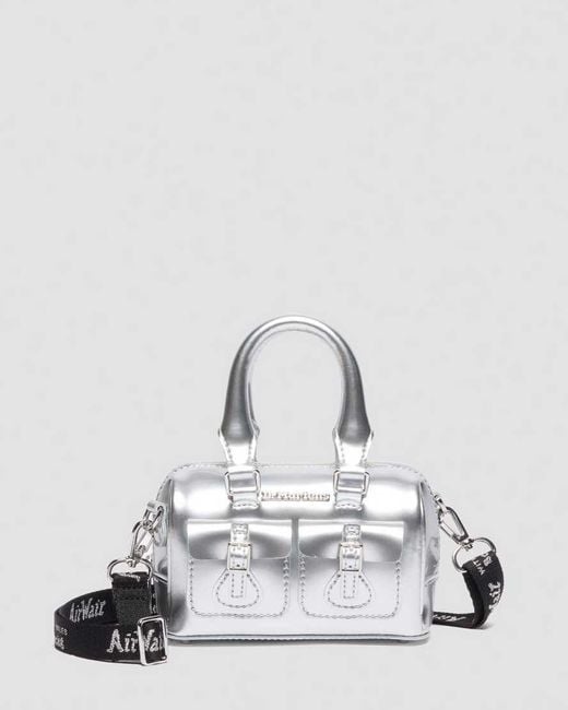 Dr. Martens White High Shine Leather Mini Top Handle Bag Patent Lamper