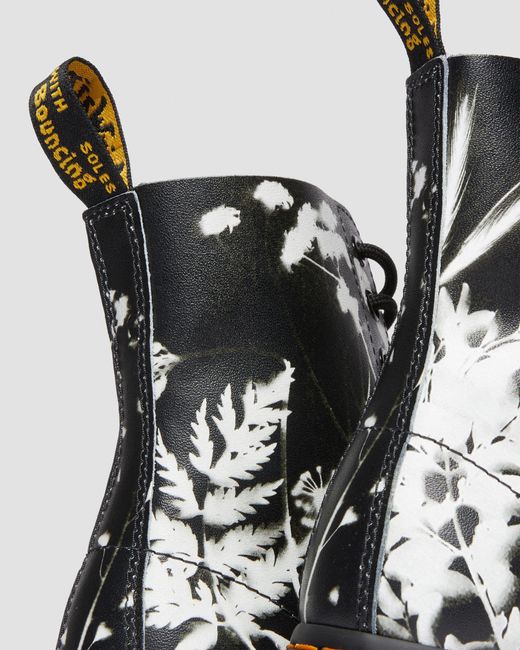 Dr. Martens Black 1460 Pascal Floral Shadow Leather Lace Up Boots