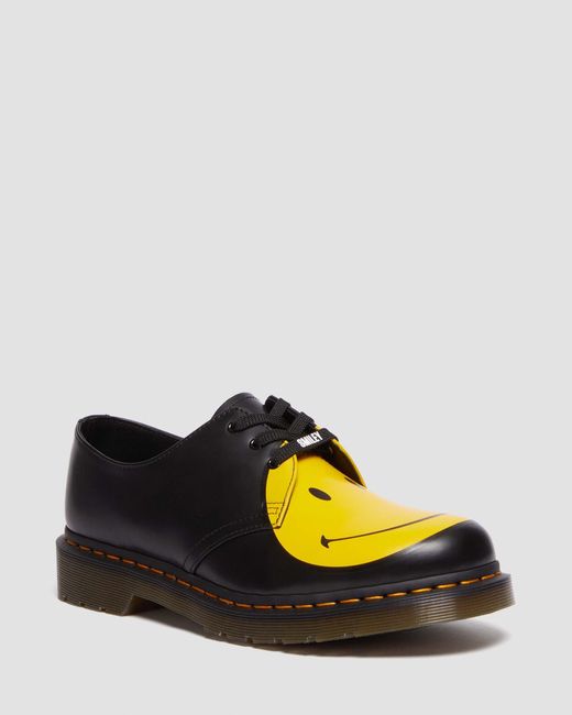 Dr. Martens Black 1461 Smiley® Smooth Leather Oxford Shoes
