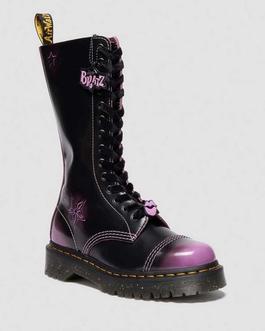 Dr. Martens Black High Shine Rub Off Leather 1B99 Bratz Bex High Boots