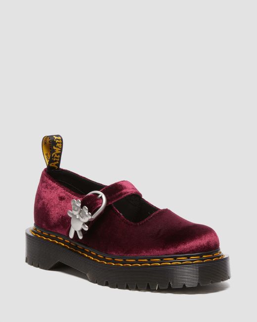 Dr. Martens Red Addina Heaven By Marc Jacobs Velvet Shoes