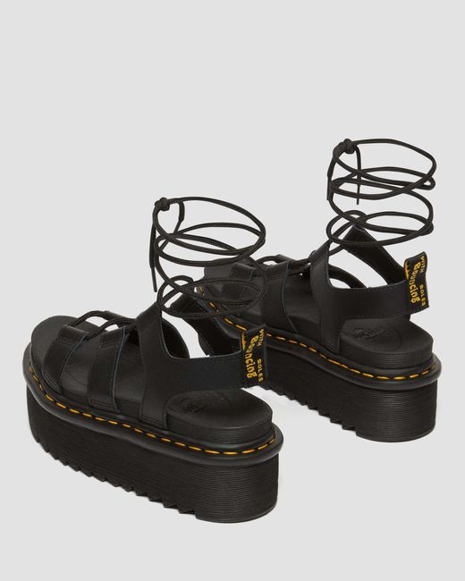 Dr. Martens Black Nartilla Athena Leather Gladiator Platform Sandals