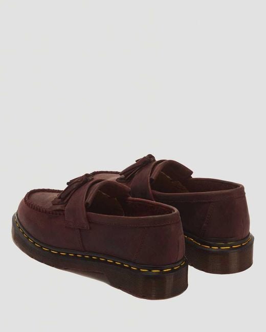Dr. Martens Brown Adrian Crazy Horse Leather Tassel Loafers for men