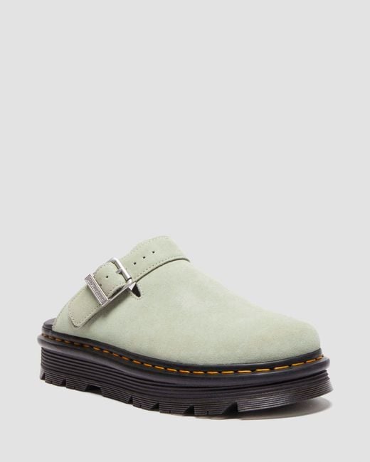 Dr. Martens Green Zebzag Suede Casual Slingback Platform Mules for men