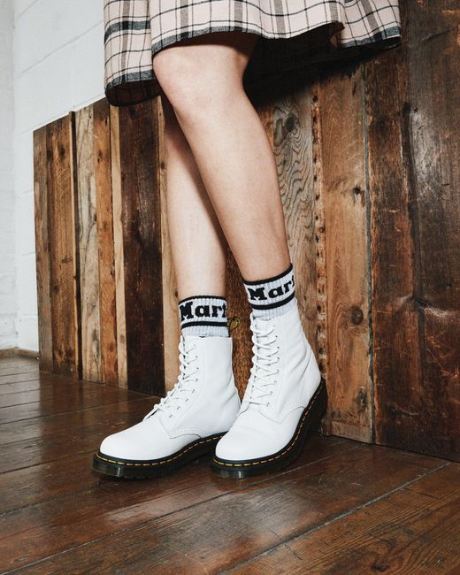 Dr. Martens 1460 Women's Pascal Virginia Leather Boots in White - Lyst