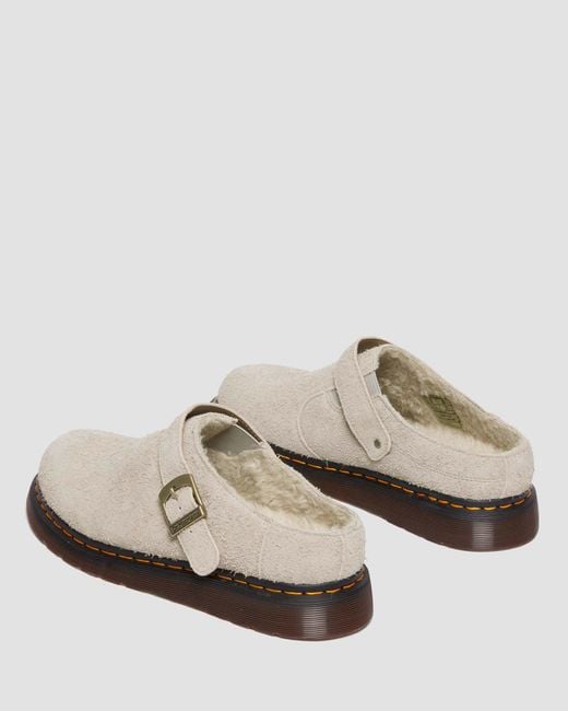 Dr. Martens White Isham Faux Shearling Lined Suede Slingback Mules for men