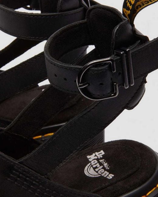 Dr. Martens Black Millee Leather Open Toe Sandals