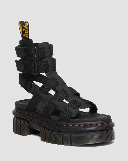 Dr. Martens Ricki Leather Platform Gladiator Sandals in Black Lyst