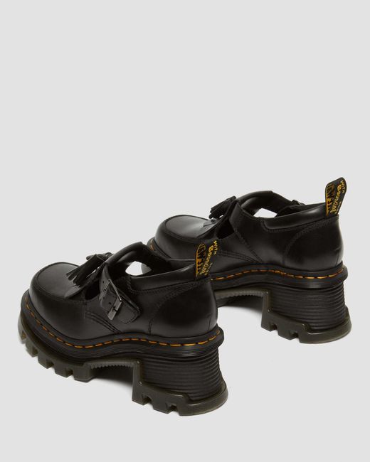 Cuero zapatos de tacón corran de piel atlas Dr. Martens de color Black