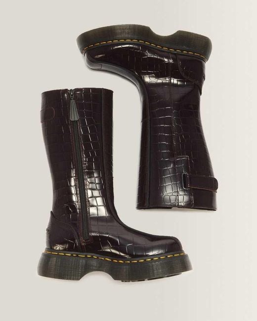 Dr. Martens Black Buzz Hi Croc Emboss Leather Boots