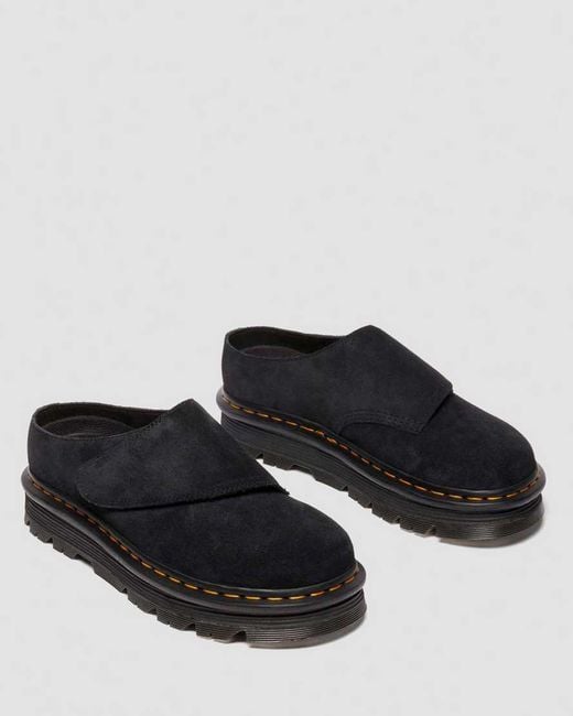 Dr. Martens Black Zebzag Anywair Suede Mules